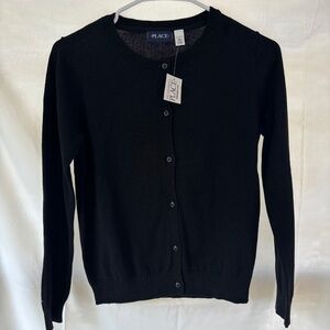 The Children's Place Big Girls' Uniform Cardigan, Black 44422, Size X-Large/14